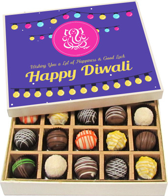 

Chocholik Diwali Sweets - Lot of Happiness & Good Luck Happy Diwali - White, Dark, Milk Chocolate Truffles - 20pc Truffles(300 g)