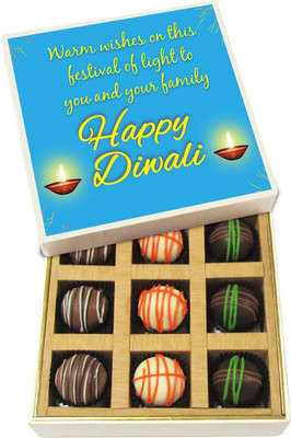 

Chocholik Diwali Gifts - Warm Wishes On This Festival Of Light To You And Your Family - White, Dark, Milk Chocolate Truffles - 9pc Truffles(135 g)