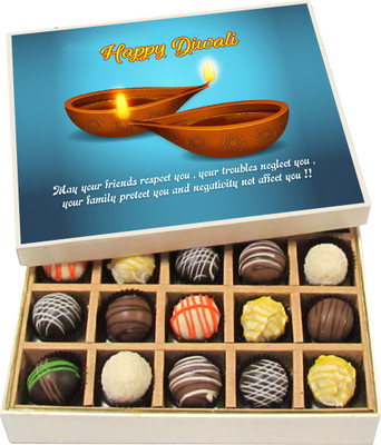 

Chocholik Diwali Sweets - I Am Wishing That The Bright Lights Of Diwali Guides You - White, Dark, Milk Chocolate Truffles - 20pc Truffles(300 g)