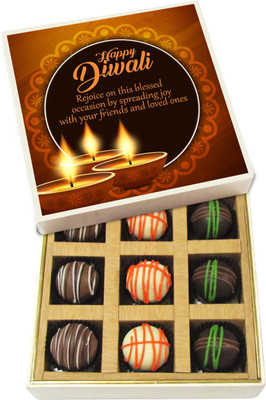 

Chocholik Diwali Gifts - Rejoice On This Blessed Occasion By Spreading Joy - White, Dark, Milk Chocolate Truffles - 9pc Truffles(135 g)