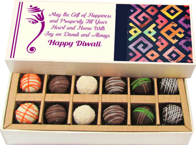 

Chocholik Diwali Sweets - Gift of Happiness on Diwali - White, Dark, Milk Chocolate Truffles - 12pc Truffles(180 g)