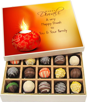 

Chocholik Diwali Gifts - A Very Happy Diwali To You & Your Family - White, Dark, Milk Chocolate Truffles - 20pc Truffles(300 g)