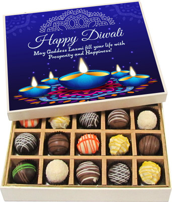

Chocholik Diwali Gifts - Happy Diwali - May Goddess Laxmi Fill Your Life With Prosperity - White, Dark, Milk Chocolate Truffles - 20pc Truffles(300 g)