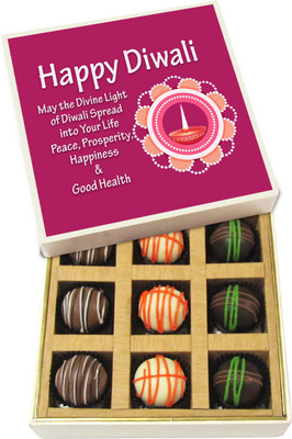 

Chocholik Diwali Gifts - Peace, Prosperity, Happiness & Good Health - White, Dark, Milk Chocolate Truffles - 9pc Truffles(135 g)