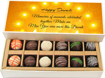 

Chocholik Diwali Gifts - Memories Of Moments Celebrated Together - White, Dark, Milk Chocolate Truffles - 12pc Truffles(180 g)