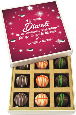 

Chocholik Diwali Sweets - I Hope This Diwali Be An Awesome Celebration - White, Dark, Milk Chocolate Truffles - 9pc Truffles(135 g)