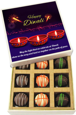 Chocholik Diwali Sweets - May The Light That We Celebrate At Diwali Show Us - White, Dark, Milk Chocolate Truffles - 9pc Truffles(135 g)