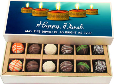 

Chocholik Diwali Sweets - Lets Fill Our Homes With Prayers - White, Dark, Milk Chocolate Truffles - 12pc Truffles(180 g)