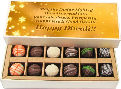 

Chocholik Diwali Gifts - May The Divine Light Of Diwali Spread - White, Dark, Milk Chocolate Truffles - 12pc Truffles(180 g)