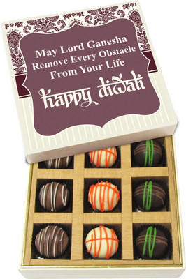 

Chocholik Diwali Gifts - May Lord Ganesha Remove Every Obstacle - White, Dark, Milk Chocolate Truffles - 9pc Truffles(135 g)
