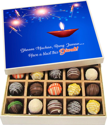 

Chocholik Diwali Sweets - I Hope And Pray That The Lights Of Diwali Illuminate - White, Dark, Milk Chocolate Truffles - 20pc Truffles(300 g)