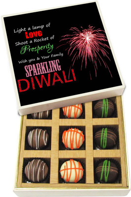 

Chocholik Diwali Gifts - Light A Lamp Of Love - White, Dark, Milk Chocolate Truffles - 9pc Truffles(135 g)
