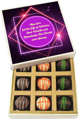 

Chocholik Diwali Gifts - Gift of Wisdom, Real Wealth on This Diwali - White, Dark, Milk Chocolate Truffles - 9pc Truffles(135 g)