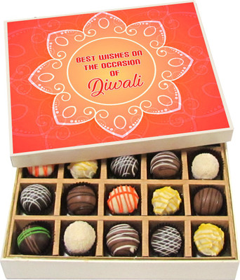 

Chocholik Diwali Sweets - Best Wishes On The Occasion Of - White, Dark, Milk Chocolate Truffles - 20pc Truffles(300 g)