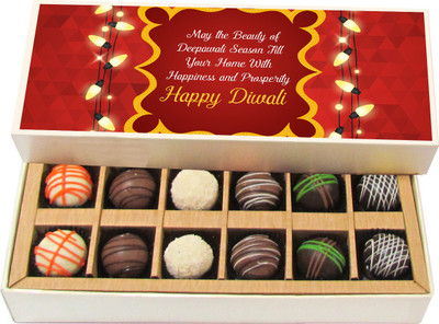

Chocholik Diwali Gifts - Deepavali Fill Your Home With Happiness and Prosperity - White, Dark, Milk Chocolate Truffles - 12pc Truffles(180 g)