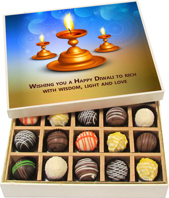 

Chocholik Diwali Sweets - Wishing You A Happy Diwali To Rich With Wisdom, Light And Love - White, Dark, Milk Chocolate Truffles - 20pc Truffles(300 g)