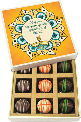 

Chocholik Diwali Gifts - Live Your Life Like Brightness of Diwali - White, Dark, Milk Chocolate Truffles - 9pc Truffles(135 g)