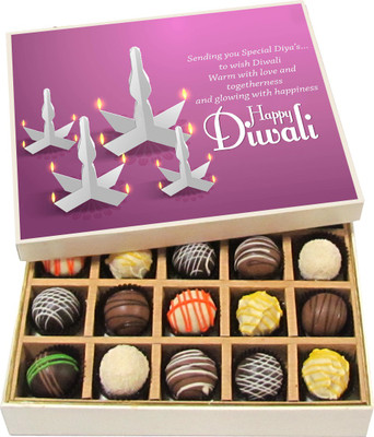 

Chocholik Diwali Gifts - Sending You A Special Diya... - White, Dark, Milk Chocolate Truffles - 20pc Truffles(300 g)