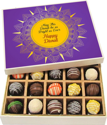 

Chocholik Diwali Gifts - May This Diwali Be as Bright as Ever - White, Dark, Milk Chocolate Truffles - 20pc Truffles(300 g)