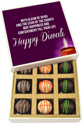 

Chocholik Diwali Gifts - With Gleam Of Diyas And The Echo Of The Chants - White, Dark, Milk Chocolate Truffles - 9pc Truffles(135 g)
