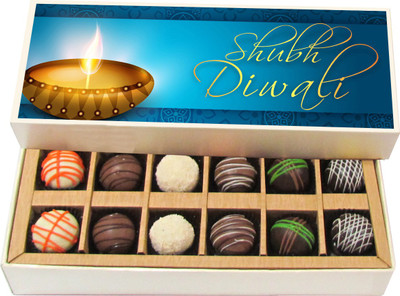 

Chocholik Diwali Gifts - Subh Diwali - White, Dark, Milk Chocolate Truffles - 12pc Truffles(180 g)