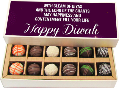 

Chocholik Diwali Gifts - With Gleam Of Diyas And The Echo Of The Chants - White, Dark, Milk Chocolate Truffles - 12pc Truffles(180 g)