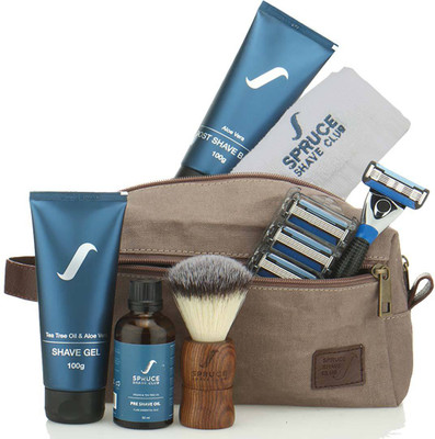 

Spruce Shave Club 5X Imperial Shaving Kit (Razor, Blades, Gel, Balm, Oil, Brush, Towel, Travel Kit)(Set of 1)