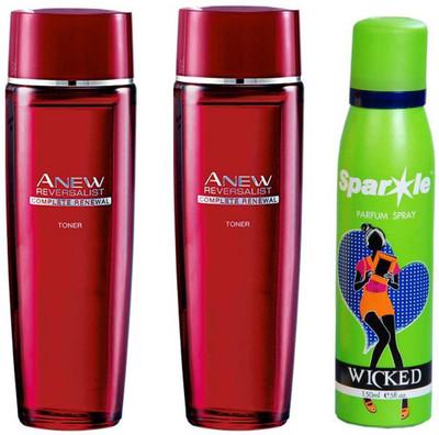 

Avon Anew two Reversalist Complete Renewal Toner (100 ml) With one sparkle perfume spray 150 ml(Set of 3)