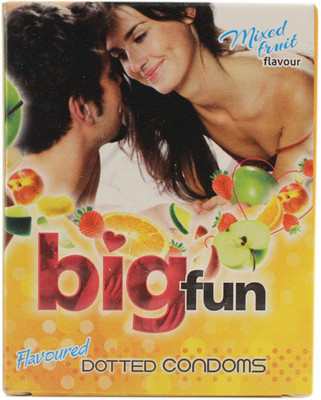

Bigfun Dotted Condoms (Mixed Flavour) - Pack of 3 Condom(Set of 3, 3S)
