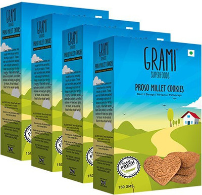 

Grami Superfoods Proso millet cookies, (pack of 4)(600 g, Pack of 4)