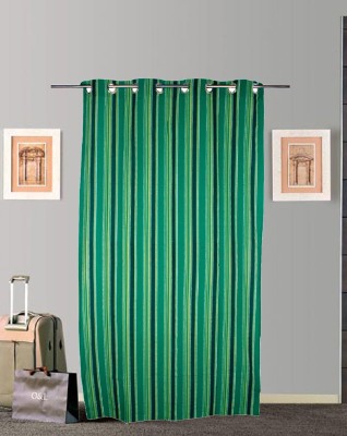 Tidy 195 cm (6 ft) Cotton Door Curtain Single Curtain(Striped, Green)