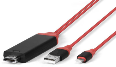 

ROQ Lightning MHL To HDTV Cable HDMI Cable(Compatible with Mobile, Laptop, Tablet, Mp3, Gaming Device, Black, Red)