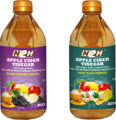 

N2H Apple Cider Vinegar Grapes & Honey 500ml Ginger,Garlic, Lemon & Honey Unfiltered 500ml Combo(500ml, 500ml)