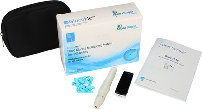 

APOLLO SUGAR Glucometer with 25 test strips, Diabetes Footwear voucher, & Diabetes Support Services Glucometer(Black)