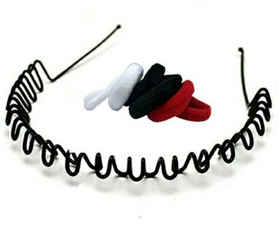 

shiviksha Black metal zig zag hair band +Six rubber band Hair Accessory Set(Black)