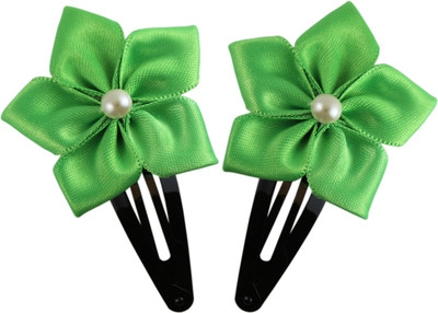 

Threads N Ribbons Green Ribbon Flower Tic Tac Clip, Hair Clip, Hair Pin(Green)