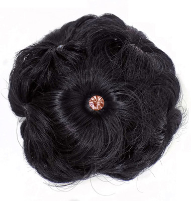 

Majik Hair Styling Accessories Juda Decoration Synthetic Hair Extension Hair Clips, Black Bun(Black)