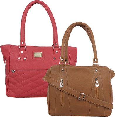 

Fillin Cart Hand-held Bag(Pink, Brown), Brown;pink