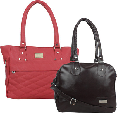 

Fillin Cart Hand-held Bag(Pink, Brown), Brown;pink
