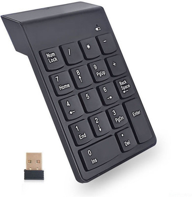 LipiWorld Mini Numeric Keypad 2.4GHz Wireless 18 Keys Pad for PC Laptop Wireless Standard Multi-device Keyboard Compatible with Desktop, Laptop, Mac Easy to Use,Plug and Play,Quick, Comfy Durable body(Black)