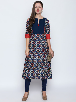 Oomph! Wedding Graphic Women Kurti(Blue, Red) Flipkart