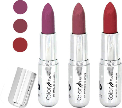 

Color Fever creamy matte non transfar lipstick for ladies(light purple-copper-dark red, 12 g)