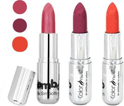 

Color Fever creamy matte non transfar lipstick for ladies(pink-plum-orange, 12 g)