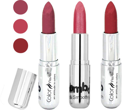 

Color Fever creamy matte non transfar lipstick for ladies(pink-pink-dark red, 12 g)