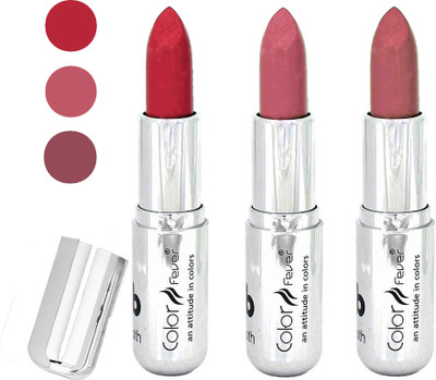 Color Fever water proof long lasting creamy matte lipstick(red-nude-mauve, 12 g)
