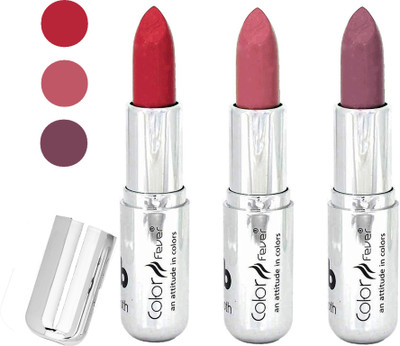 

Color Fever water proof long lasting creamy matte lipstick(red-nude-plum, 12 g)