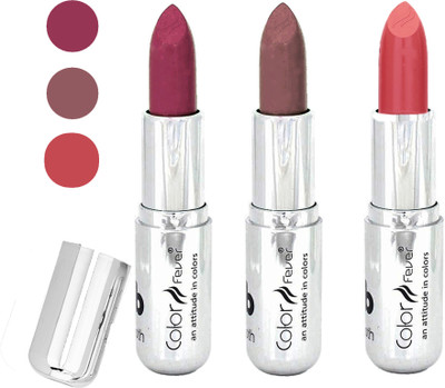 

Color Fever creamy matte non transfar lipstick for ladies(plum-chocolate-peach, 12 g)