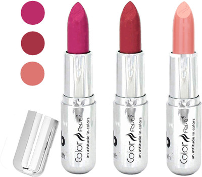 

Color Fever water proof long lasting creamy matte lipstick(pink-brick red-nude, 12 g)