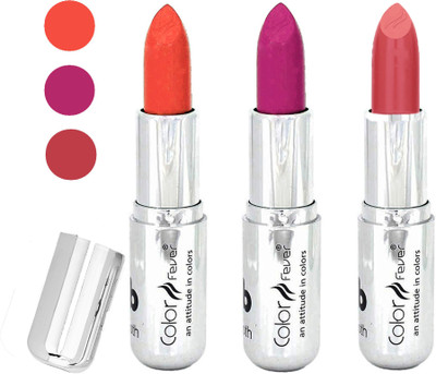 

Color Fever water proof long lasting creamy matte lipstick(orange-dark purple-peach, 12 g)