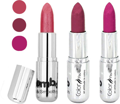 

Color Fever creamy matte non transfar lipstick for ladies(pink-plum-dark purple, 12 g)